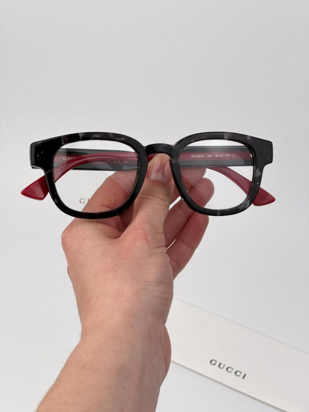Gucci Men’s Eyeglasses | Grey Havana Square Frame | GG1992O 002 | NEW AUTHENTIC
